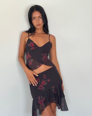 Women's Motel Rocks Cojira Mesh Butterfly Vest Black Red | OGV688HY