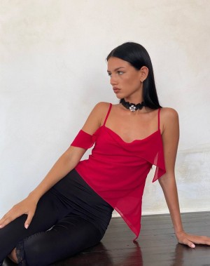 Women's Motel Rocks Davila Vest Dark Red | JUV7318PC