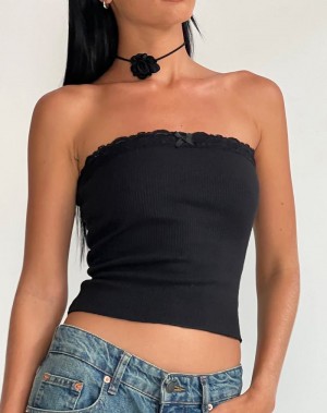 Women's Motel Rocks Ernie Rib Bandeau Black | XDK454HI