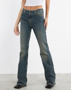 Women's Motel Rocks Frayed Low Rise Jeans Brown Blue | PVQ5436DK