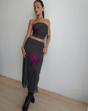 Women's Motel Rocks Lassie Maxi Skirts Green Purple | EBG4211SG