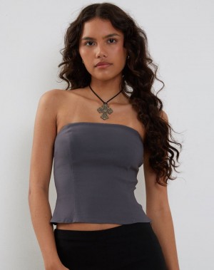Women's Motel Rocks Maribaya Longline Corset Vest Grey | DSU6587OI
