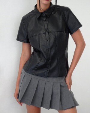 Women's Motel Rocks Mulan Short Sleeve Shirts Black | FIL2560IU