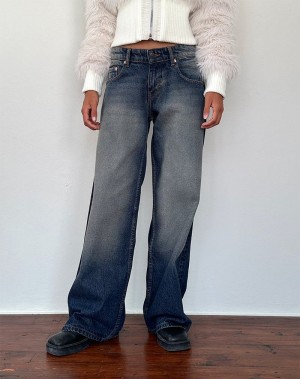 Women's Motel Rocks Roomy Extra Wide Low Rise Jeans Dark Blue | ZZP1821LV