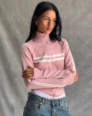 Women's Motel Rocks Talisa Sporty Zip Through Jackets Pink | BZU1006TJ