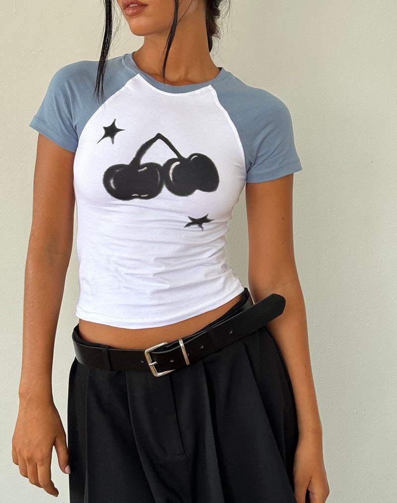 Women's Motel Rocks Agneta Baby Tee T Shirts White Blue Pink | VRI8734XN