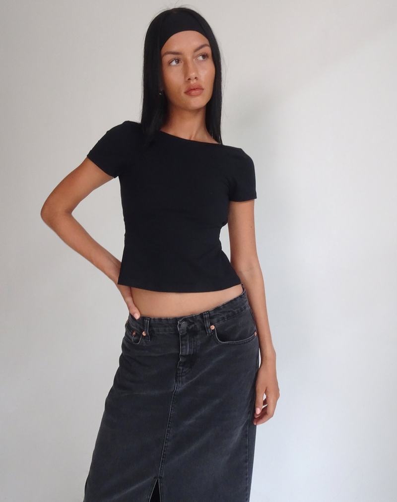 Women's Motel Rocks Anita Open Back T Shirts Black | SSS5485VU