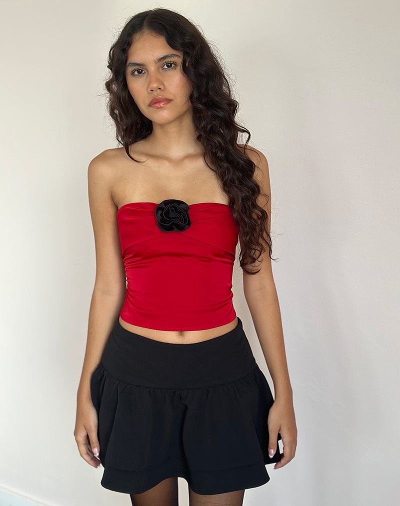 Women's Motel Rocks Astrum Satin Bandeau Red Black | ZUI710PO