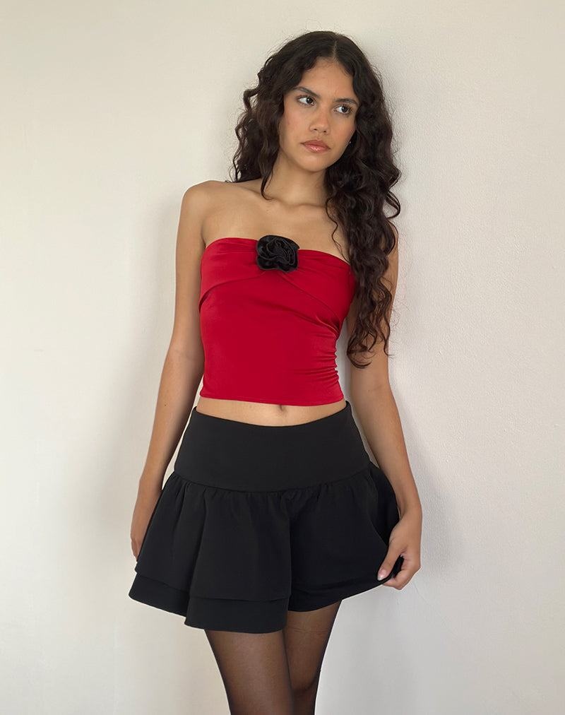 Women\'s Motel Rocks Astrum Satin Bandeau Red Black | ZUI710PO
