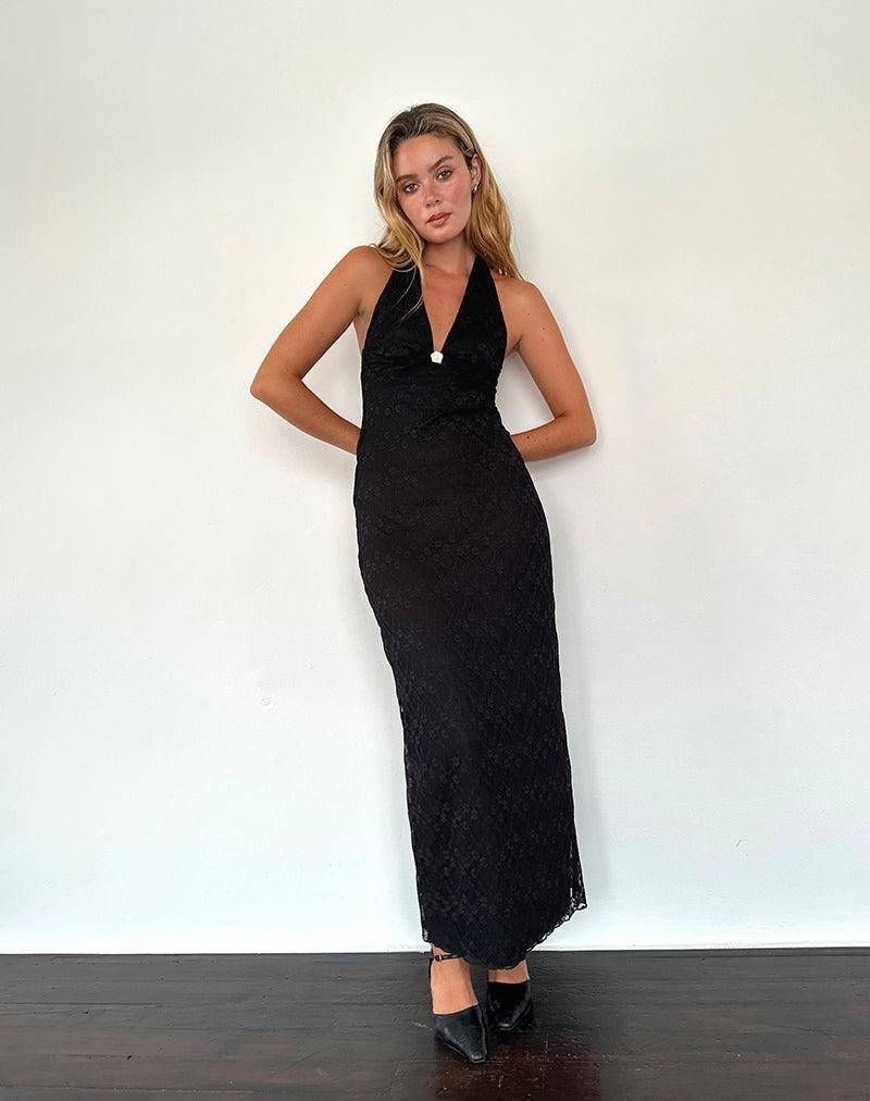 Women\'s Motel Rocks Atma Halterneck Maxi Dress Black | YLX5834GL