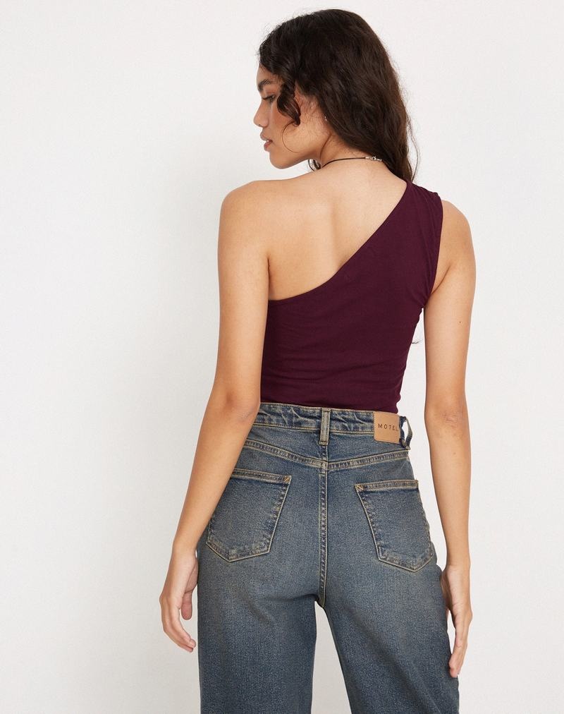 Women's Motel Rocks Bay One Shoulder Vest Purple | ZEN8669DW