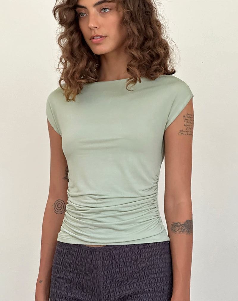 Women's Motel Rocks Bentley Ruched T Shirts Green | GPS7998HC