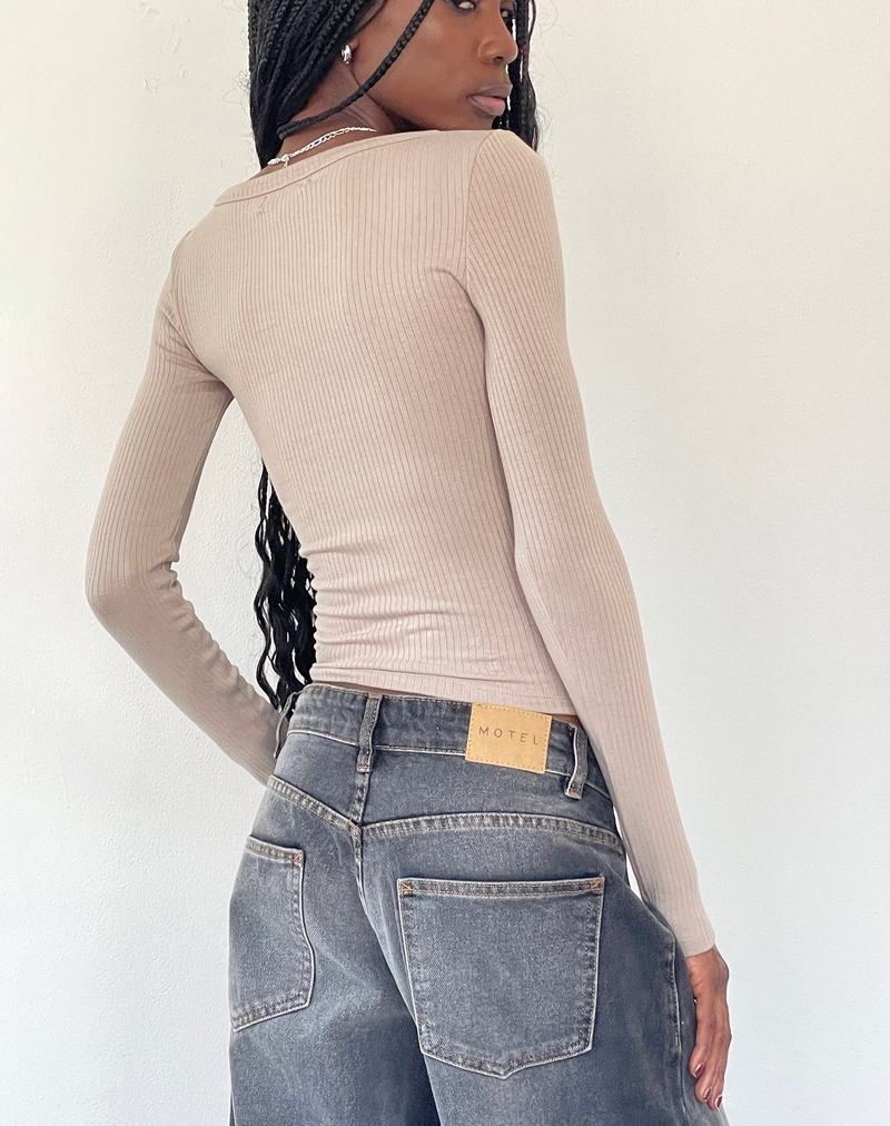 Women's Motel Rocks Binlo Extra Long Sleeve T Shirts Beige | IAU509AV
