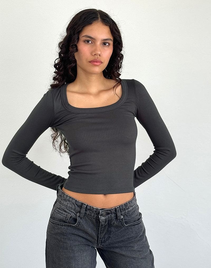 Women's Motel Rocks Binlo Extra Long Sleeve T Shirts Black | YPH9462IL