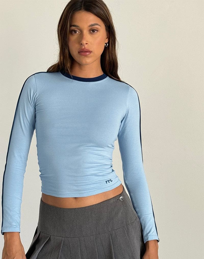 Women's Motel Rocks Bonija Long Sleeve T Shirts Blue Navy | JIG3168HU