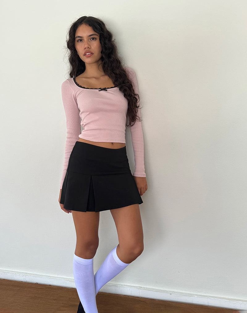 Women's Motel Rocks Bovita Long Sleeve Ribbed T Shirts Pink Black | FJW1380YJ