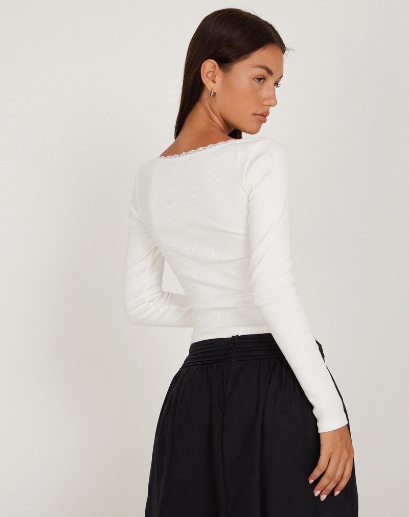 Women's Motel Rocks Bovita Long Sleeve T Shirts White | YKO7670DB
