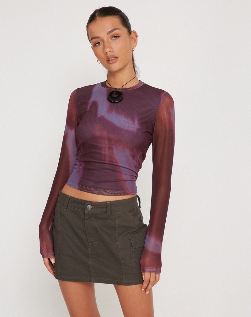 Women's Motel Rocks Bowie Long Sleeve Mesh T Shirts Red Purple | SGR515RA