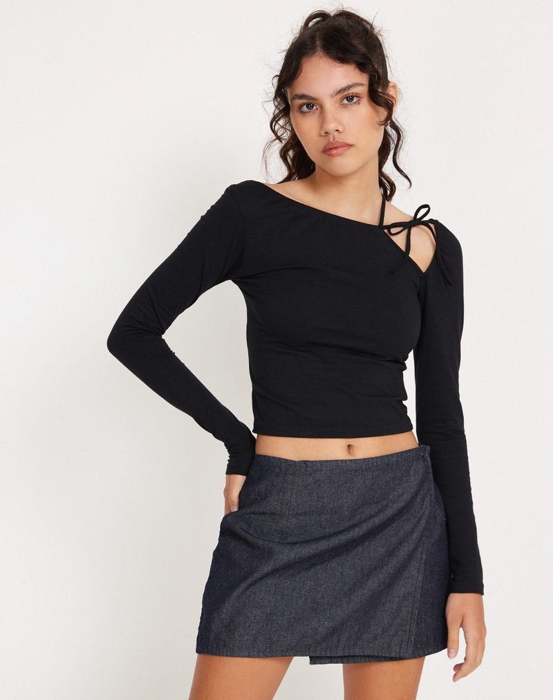 Women's Motel Rocks Braya Wrap Mini Skirts Dark Blue | OTF4678FH