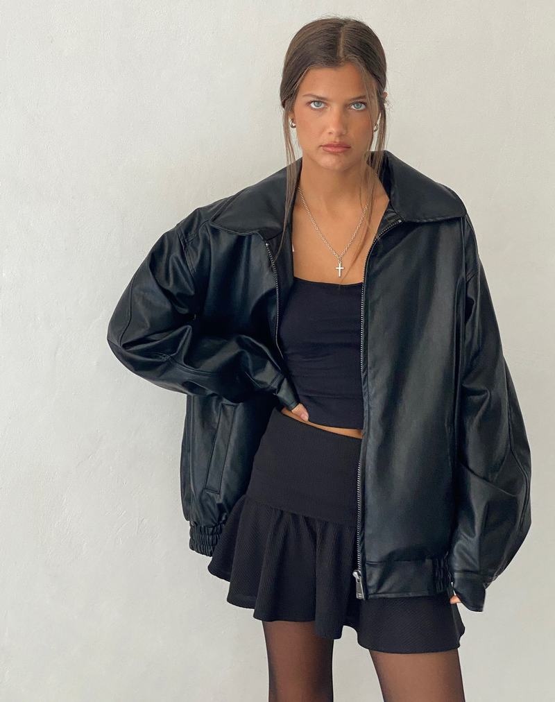 Women\'s Motel Rocks Cavita Leather Jackets Black | OCI3656UW