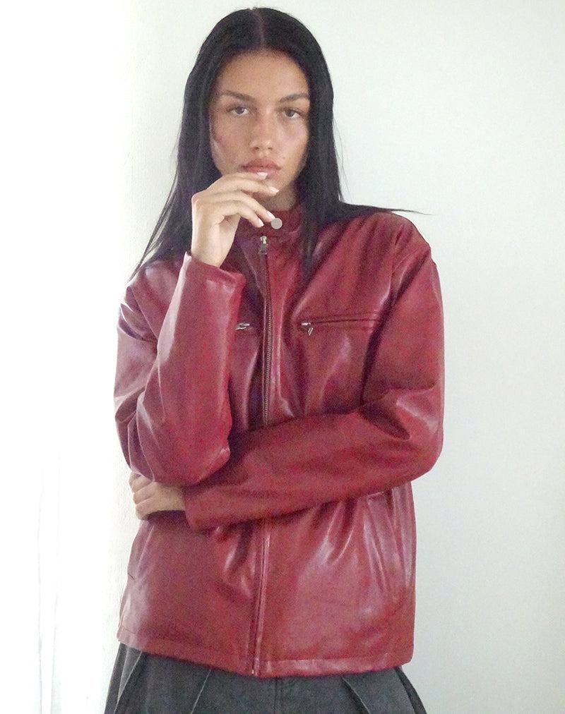 Women's Motel Rocks Charlize Moto Biker Jacket Red | XEF9355RZ