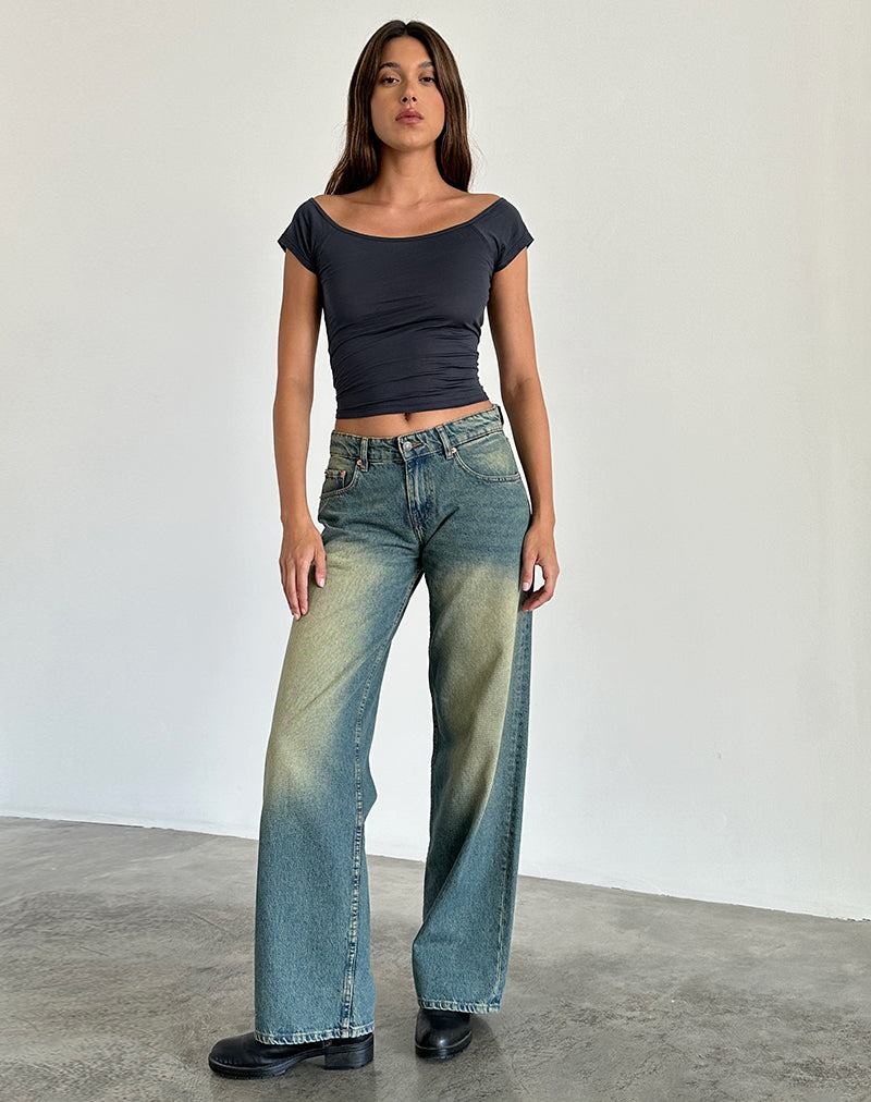 Women's Motel Rocks Charya Off The Shoulder T Shirts Blue Grey | ZUN8924VG