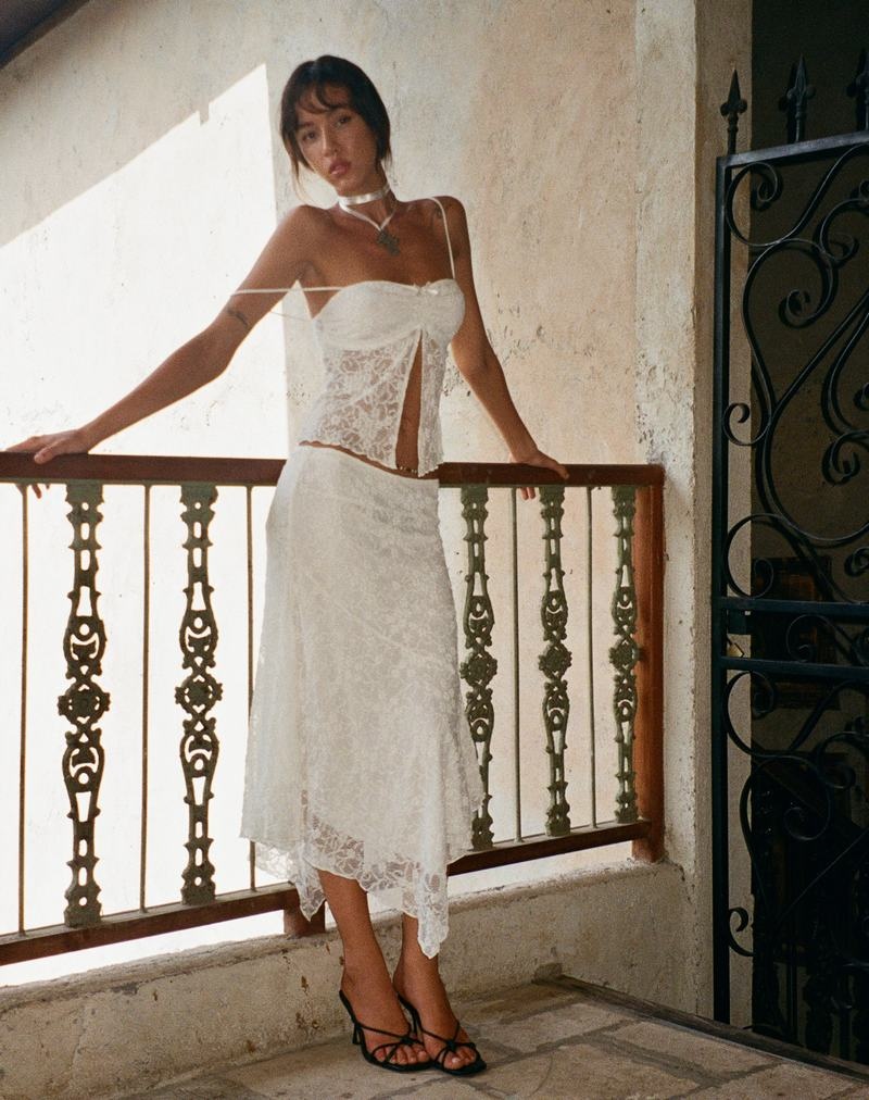 Women's Motel Rocks Cinta Low Rise Midi Skirts White | VKS2746OU