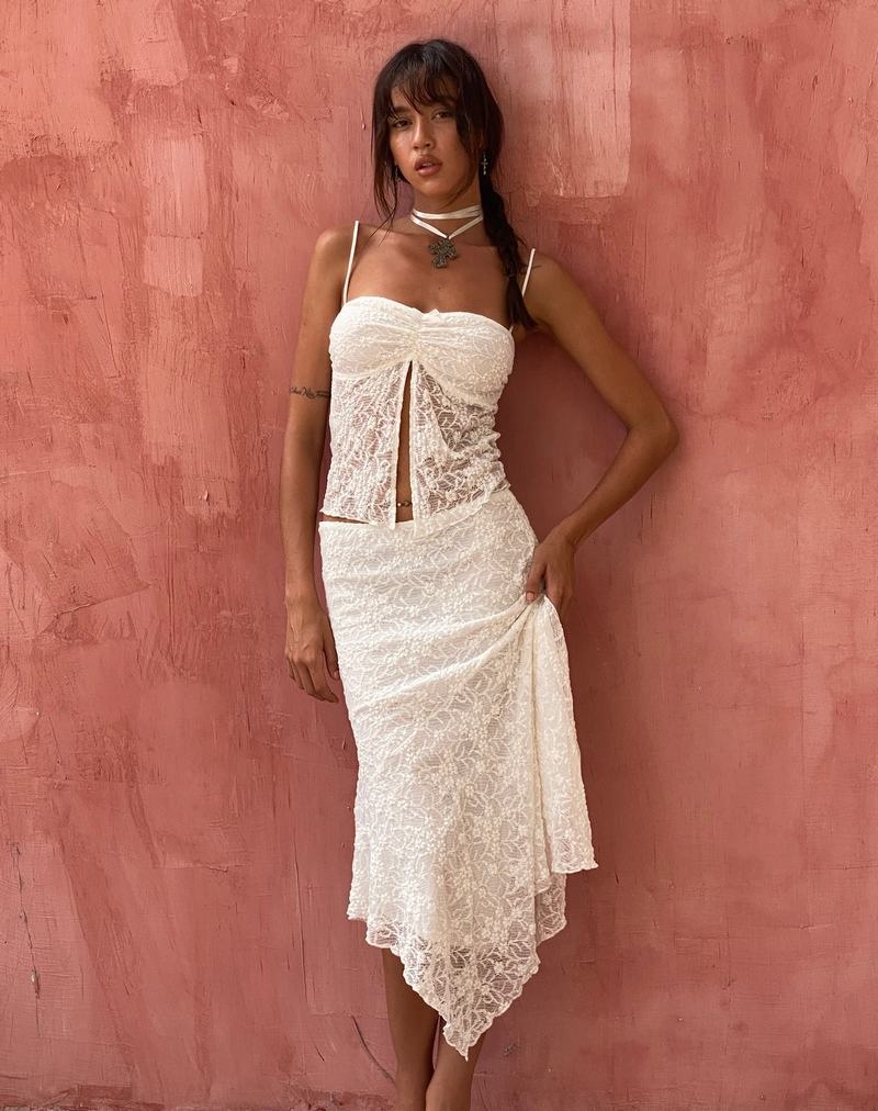 Women's Motel Rocks Cinta Low Rise Midi Skirts White | VKS2746OU