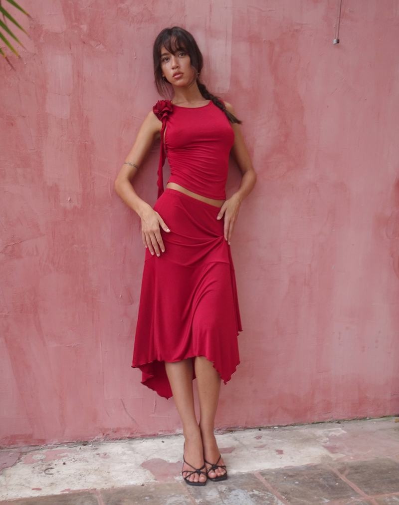 Women's Motel Rocks Cinta Low Rise Midi Skirts Red | IDM524VM