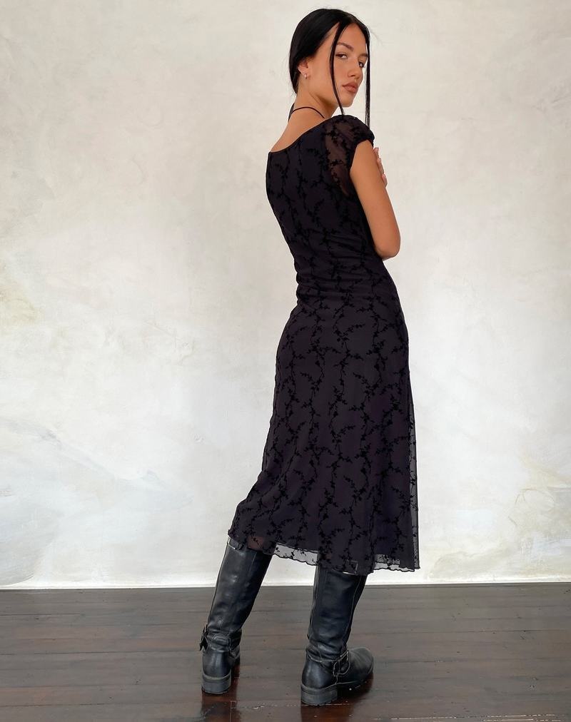Women's Motel Rocks Clarisse Midi Dress Black | UBQ2293CN
