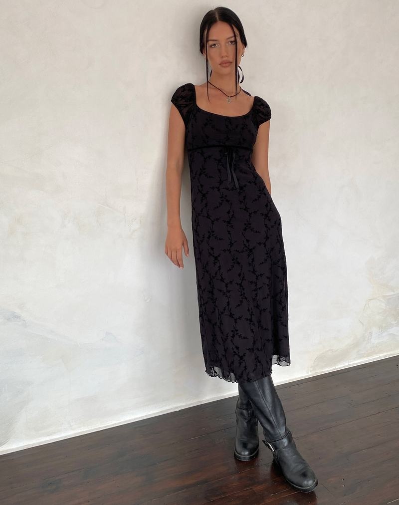 Women's Motel Rocks Clarisse Midi Dress Black | UBQ2293CN