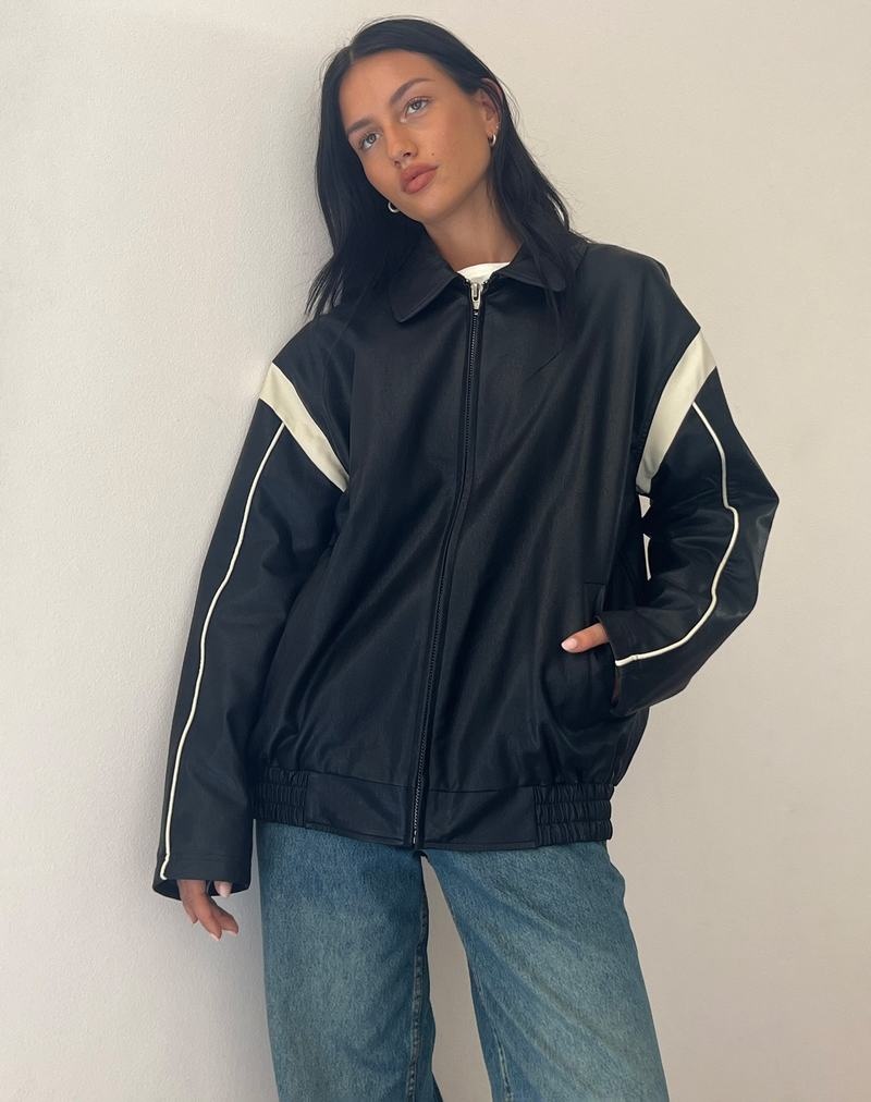 Women's Motel Rocks Corvina Pu Leather Jackets Black White | BWM3223FL