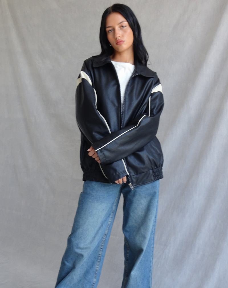 Women's Motel Rocks Corvina Pu Leather Jackets Black White | BWM3223FL