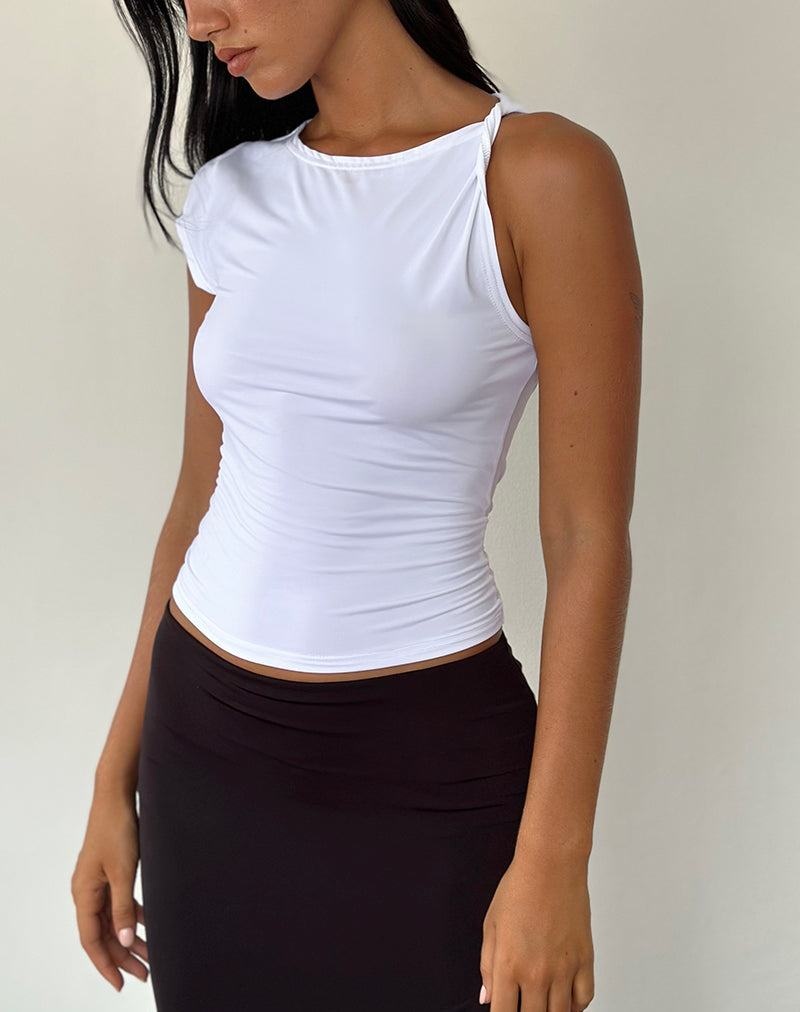 Women's Motel Rocks Dannas Asymmetric Top T Shirts White | ERM3468LD