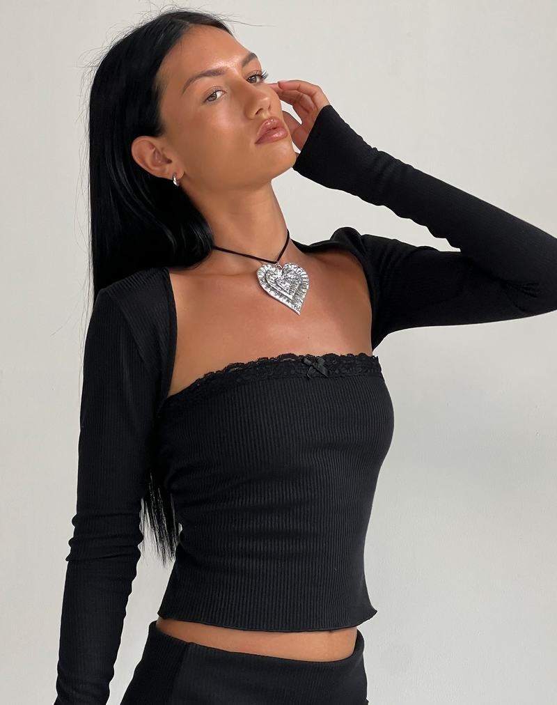 Women's Motel Rocks Ernie Rib Bandeau Black | XDK454HI