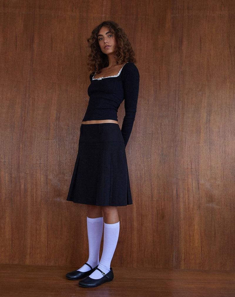 Women's Motel Rocks Fermi Pleated Midi Skirts Black | TNG7367EC