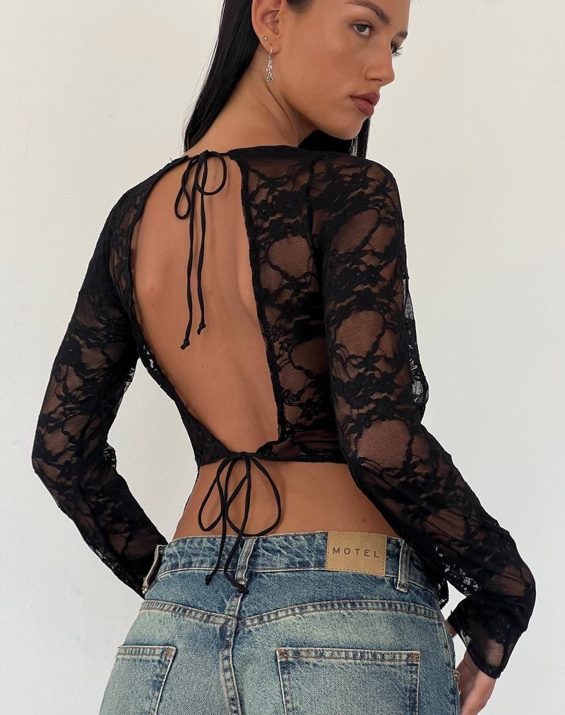 Women's Motel Rocks Grizelda Backless Long Sleeve T Shirts Black | DDT4712HU