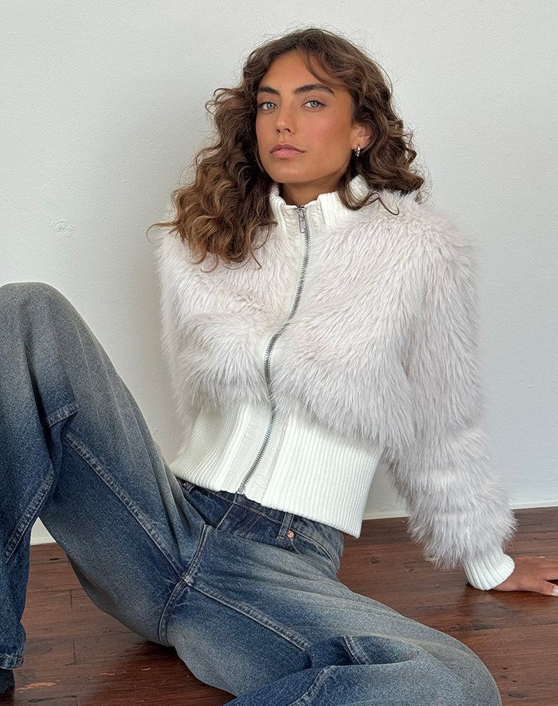 Women\'s Motel Rocks Homari Shaggy Faux Fur Jackets Cream White | KIO4466IU
