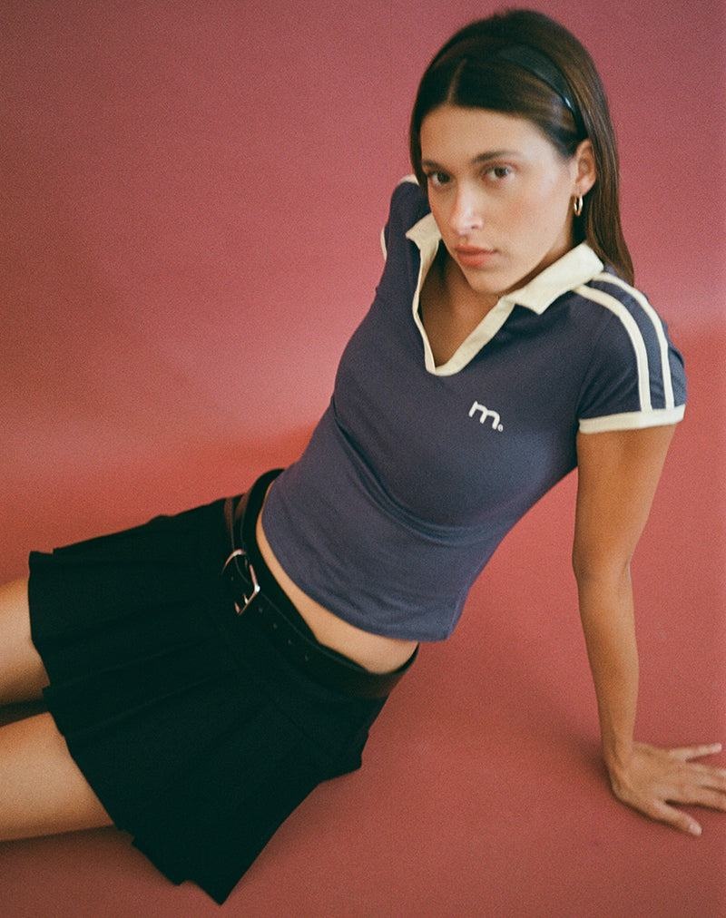 Women's Motel Rocks Isda Polo T Shirts Blue Grey | NUB5749UT
