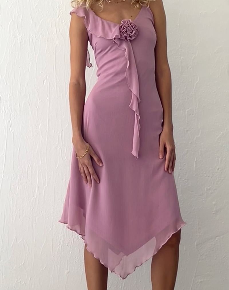 Women\'s Motel Rocks Jenani Rosette Ruffle Midi Dress Light Purple | MGE2570FH