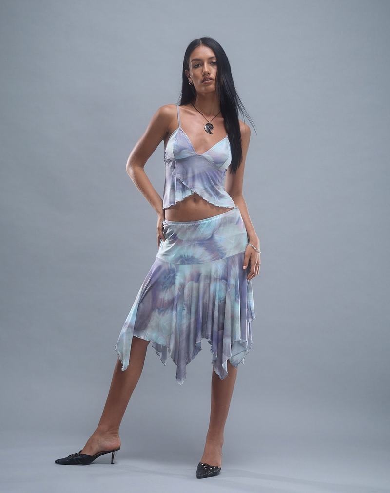 Women's Motel Rocks Jovali Low Waist Midi Skirts Blue | BAU4666OD
