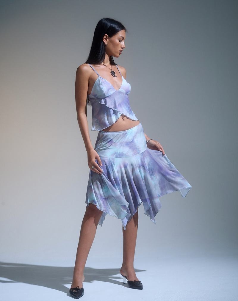 Women's Motel Rocks Jovali Low Waist Midi Skirts Blue | BAU4666OD