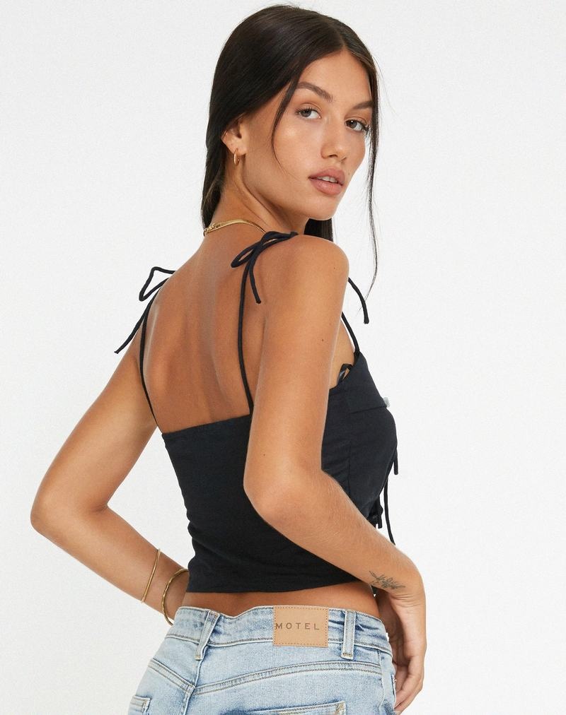 Women's Motel Rocks Kali Corset Vest Black | MRQ7641QI