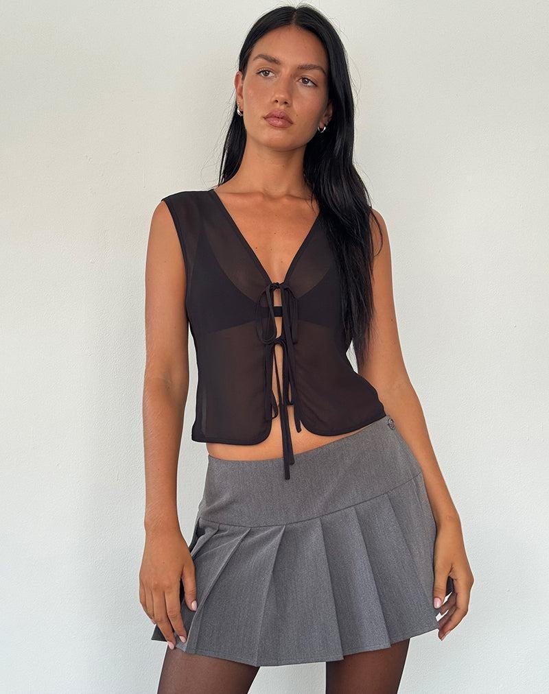 Women's Motel Rocks Kayve Tie Front Top Vest Black | UIT6770AS