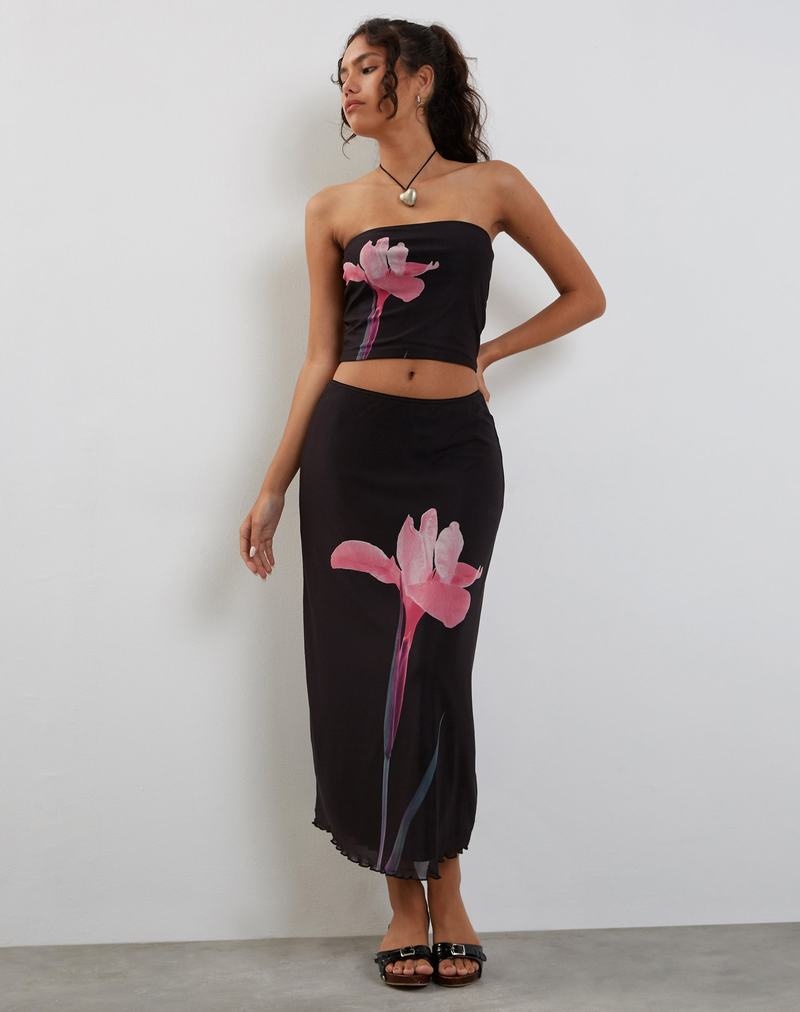 Women's Motel Rocks Lassie Midi Skirts Black Pink | TNC9521RJ