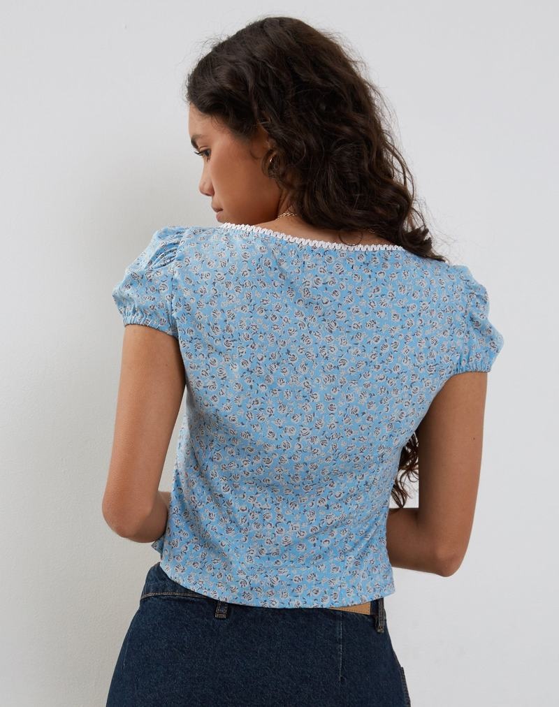 Women's Motel Rocks Laz T Shirts Blue | NFD1521QU