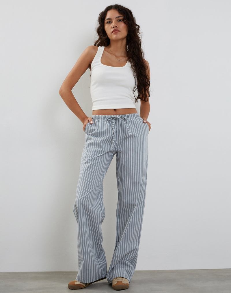 Women\'s Motel Rocks Lirura Wide Leg Trousers Grey White | OHC79100ZA
