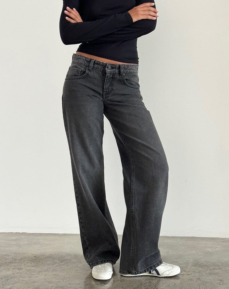 Women's Motel Rocks Low Rise Parallel Jeans Black Grey | ASE2840GX