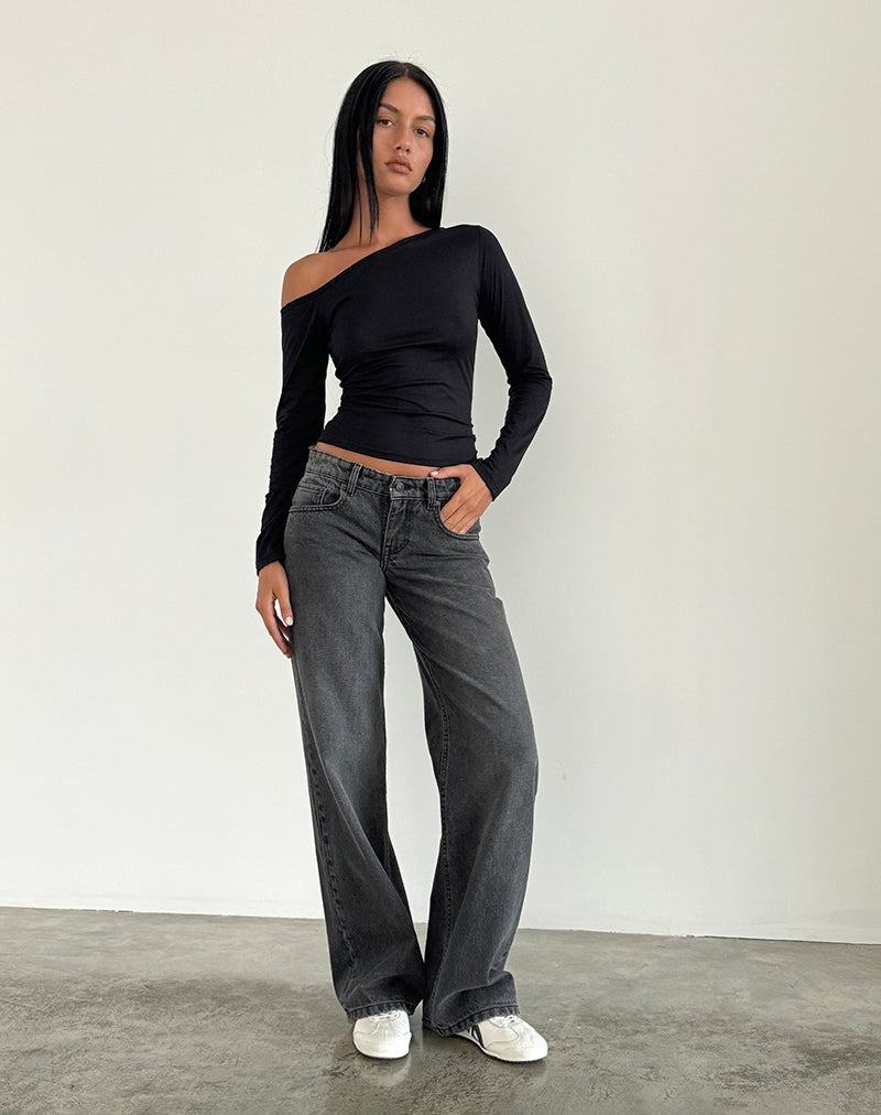 Women\'s Motel Rocks Low Rise Parallel Jeans Black Grey | ASE2840GX