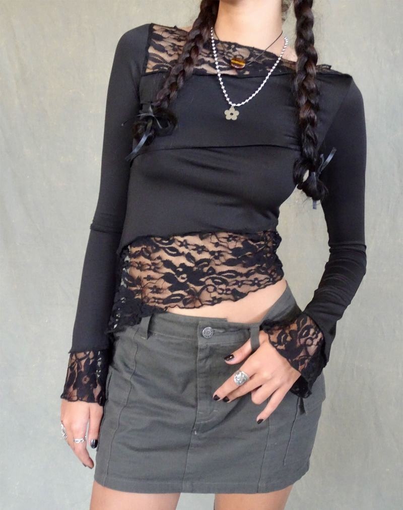 Women's Motel Rocks Lucca Long Sleeve T Shirts Black | RKG2683NG